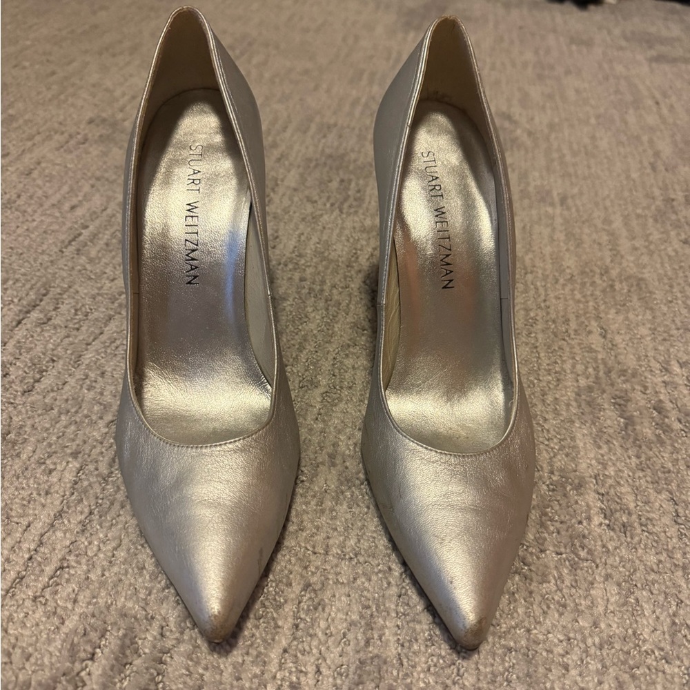 Stuart Weitzman Silver Heels Pump